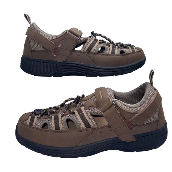 Orthofeet Mens Brown Outdoor Sandals Size 11W Orthopedic Comfort Adjustable - Picture 1 of 13